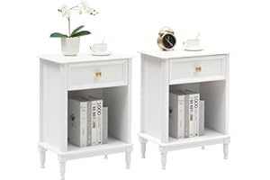 HAUSPROFI Stolik nocny z szufladą, stolik pomocniczy z półką, konsola nocna, komoda, stolik kawowy (biały, 2 opakowania)