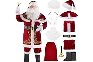 Amycute Santa Claus Costume Men Luxury Santa Suit Adults Santa Fancy Dress Christmas Outfit Plus Sized