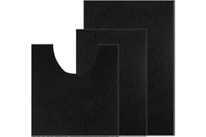 UHOUSEST Badematte rutschfest, Weicher Badezimmerteppich-Wasserabsorbierend Badematte, Maschinenwaschbar Badvorleger, für Badewanne und Toilette-Schwarz 3 Stück