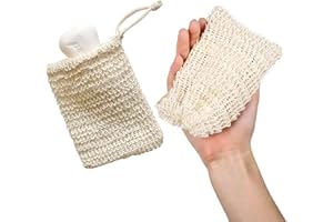 ANDSHUAI Lot de 2 Pochettes à Savon en sisal, Filet Savon,Pochette Savon Solide,Sac a Savon,Pochettes de Transport de Savon 13cm×10cm