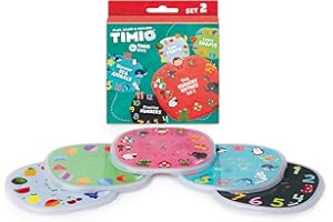 TIMIO Disc Set #2 : 5 disques Audio pour Le Lecteur TIMIO | Apprendre Les Chiffres, 96 comptines Vol. 2, Animaux Marins, Formes, Fruits | 8 Langues incluses | Jouet d'apprentissage de 2 à 6 Ans