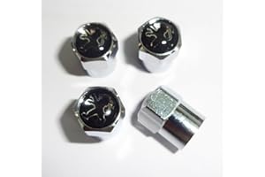PROTREX UK Peug Black & Chrome Wheel Valve Dust Caps