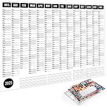 Calendrier Mural 2025 A2 Français - 59x42 Cm, 14 Mois (Déc 2024-Jan 2026), Jours Fériés