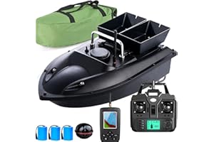 AOCAY Barco Cebador con Sonda y GPS, Barco de Cebo de Pesca Inteligentes con 2 Contenedores y Batería de 12000mAh, Barco Teledirigido Impermeable, Buscador de Peces Detector Inalámbrico