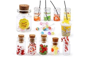 AUGESAK 11 Accesorios en Miniatura para Casa de Muñecas - Duendes, Comida, Bebida, Dulces y Cocina - Decoración