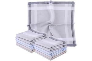 JukLoos 12 Stück Herren Baumwolle Taschentücher, Stofftaschentücher 100% Baumwolle