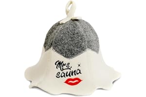 SAUNA GURU Mr + Mrs Sauna Hat - 100% Organic Wool Felt Hats for Russian Banya - Protect Your Head from Heat - English Sauna eBook Guide Included - with Embroidery