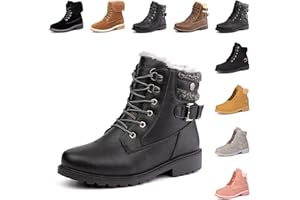 Hitmars Stivali Invernali Donna Stivaletti Neve Caldo Foderato Stivali Tacco Eleganti Antiscivolo Scarpe da Neve Donna Nero Grigio Marrone EU 36-43