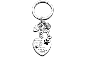 NIMTEVE Paw Prints Key Ring Dog Memorial Gifts No Longer by My Side Forever in My Heart Keychain Loss of Dog Gifts Pet Memorial Keyring