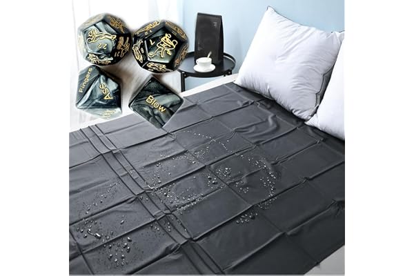 Draps couple feuilles sexy jeu reine extra large feuilles imperméables et hypoallergéniques, PVC noir de 220 * 200 cm, imperméable, humide, 𝓼𝓮𝔁 𝓽𝓸𝔂 4PCS Romantique dés Position Jeu Jouet fête