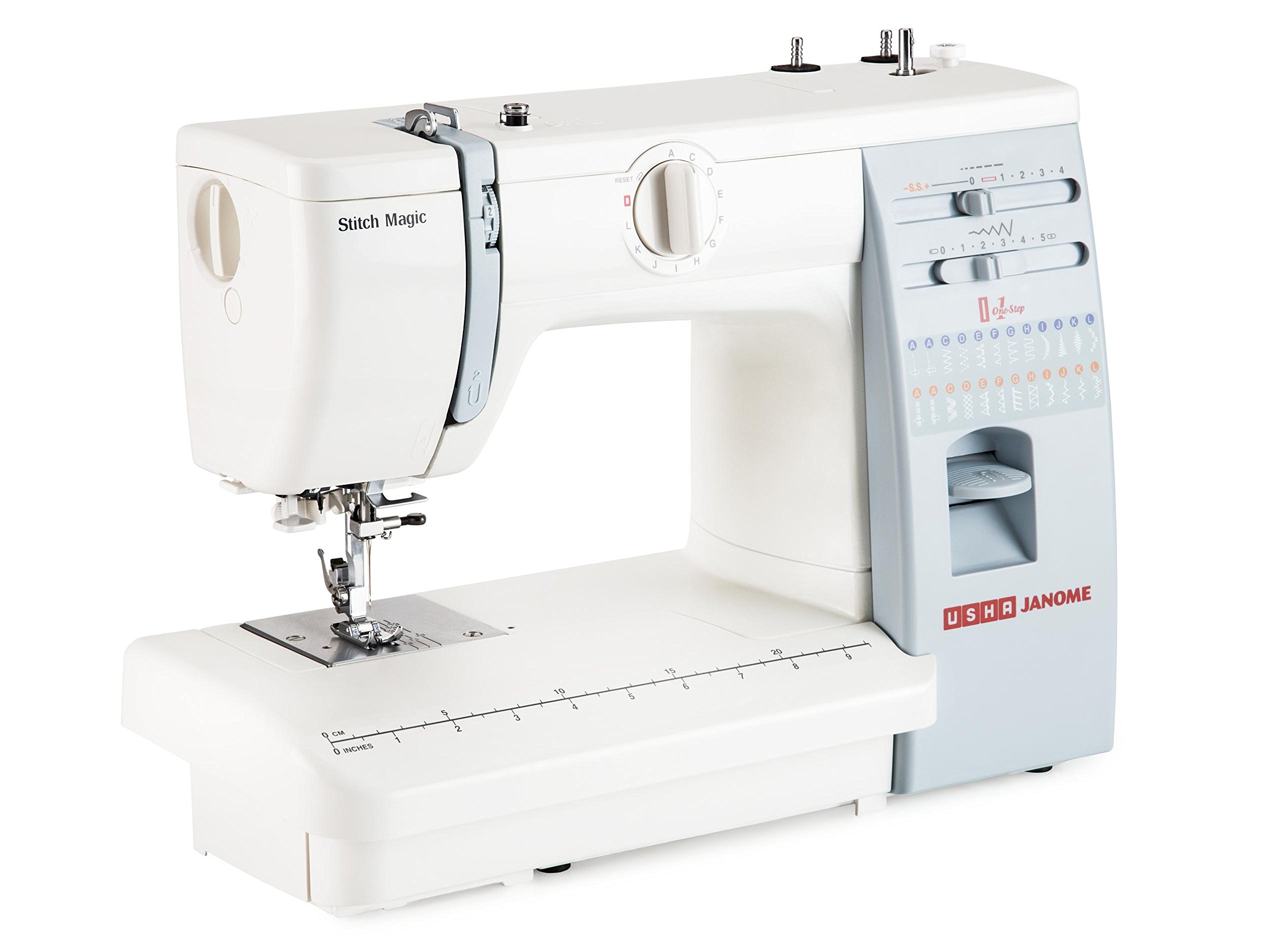 Usha Janome Automatic Stitch Magic Sewing Machine with 57 Stitch Function(White And Blue) - Image 4