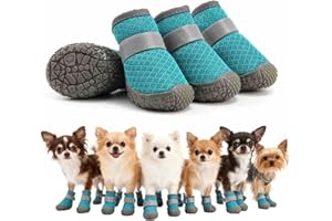 GAZIL 4-Piece Set of Small Dog Shoes Dog Boots for Injured Paws, Anti-Frost Snow Dogs Boots, Breathable Mesh Paw Protectors, Adjustable Non-Slip for Walking Small and Medium 6-10KG Dogs(Blue)