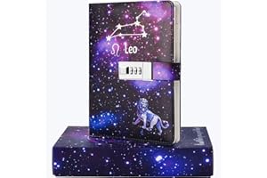 Nitukany Tagebücher zum Einschreiben für Frauen Mädchen mit Schloss, persönliches Sternbild Tagebuch für Frauen Kinder Männer Jungen Teenager abschließbares Leder GeschenkboxNotizbuch A5 8.5" x 6"