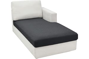 CHELZEN Super Stretch Sofa Seat Cushion Cover, Fitted Sofa Cushion Slipcovers, Soft Couch Cushion Covers, L Shaped Chaise Longue Furniture Protector (Chaiselounge, Dark Gray)