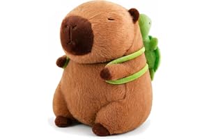 TiGog Capybara Plyschdjur, sött gosedjur, capybara med sköldpaddsryggsäck, supermjuk fluffig mjuk leksak, capybara plyschkudd