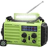 AM/FM/SW Baustellenradio Kurbelradio, Tragbares 5-Wege Wetter Solar Radio,Dynamo Handkurbel,Power Bank,LED Camping Licht,SOS-