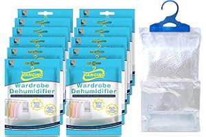 STERUN 12 Wardrobe Dehumidifier Hanging Bags With Leak Proof Storage Bag & Hanging Hook Ideal To Stop Mould, Mildew & Condensation For Wardrobe | Hanging Dehumidifier Bags | Damp Remover (Pack of 12)