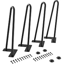 Produktbild von ASelected Haarnadel Tischbeine 20cm Schwarz - 4 Stück Möbelfüße Mit Bodenschoner