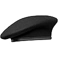 Gajaous British Military Berets with Leather Sweatband, Adjustbale Army Black Wool Beret