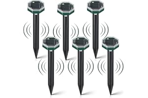 Flintronic 6 Stück Solar Maulwurfabwehr, Wasserdicht Solar Maulwurfbekämpfung, Ultrasonic Solar Maulwurfschreck, Mole Repellent mit IP65, Wühlmausschreck Maulwurf Vertreiber für Den Garten