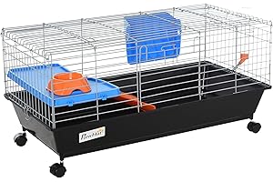 Pawhut Jaulas para Roedores Pequeños y Gatos con Ruedas - Hábitat para Hurones Conejillo de Indias