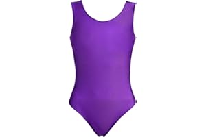 Grunge Wear® Girls Nylon Stretch Leotards - Kids Sleeveless School PE Ballet Dance Gymnastics Bodysuit Top Age 5-13 Years