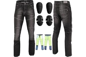 RXL Motorbike Kevlar Jeans Protective Linning Motorcycle Denim Jeans Pants Trousers Reinforced Hip and Knee Safety with CE Removable Armours