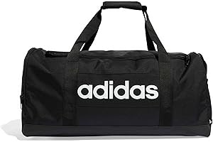 adidas Uniseks Essentials Linear Duffel Bag, Black/Black/White, M