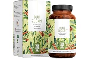 ‎NATURTREU NATURTREU® Blutzucker Komplex* mit Chrom, Ceylon-Zimt, Myo-Inositol, Olivenblatt und Zink - zur Unterstützung des Zuckerspiegels * perfekte Alternative zu Berberin - 90 Kapseln hochdosiert vegan
