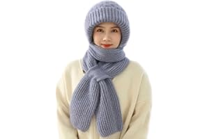 Kashyke Kapuzenschal Damen Winter Schal mit Kapuze Schalmütze Mützenschal Kaputzenschal Frauen Winddichte Pullovermütze Winter Warm Strick Mütze mit Schal Mütze Wintermütze 2 In 1