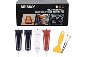 SEISSO Pâte Réparatrice Cuir Furniture, Kit De Réparation Cuir Et Vinyle 45 ML x 4, Réparation Sièges Voiture, Canapés, Vestes en Cuir Rayures et Craquelures