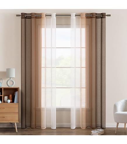 Tenda Douceur D'Intérieur Melisse Con Occhielli 140x240 Cm - Cotone E Poliestere Con Bordo Metallizzato