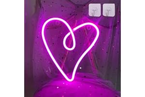 ENUOLI Heart Neon Light LED Sign Wall Battery or USB Operated Night Love Gifts for Girls Art Decoration Kids Bedroom Party Christmas Valentine’s Day, Pink