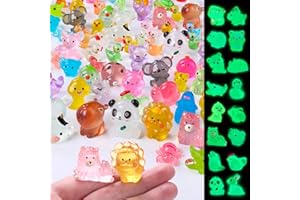 JOLCEEY 60pcs Mini Resin Animals, 60 Styles Tiny Resin Glow In The Dark Animals Miniature Little Small Animal Figures for Micro Fairy Garden Landscape Accessories Dollhouse Hide Crafts Aquarium Decor