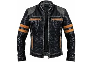 Jorde Calf Men’s Vintage Cafe Racer Retro 2 | Black Retro Moto Distressed Genuine Leather Jacket| Vintage Style Motorcycle Black Jacket