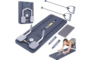 LIVHOME Compact Pilates Reformer Machine, Ab Roller Board, Core & Strength Workout Equipment with Timer, Collapsible Home Gym Pilates Kit for Total Body Fitness & Muscle Toning