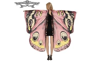FYLOVERY Women 's Halloween Butterfly Wings Cape Fairy Elf Wings Cosplay Costume Cloak Theme Party Costume Performance Props with Lace Veil