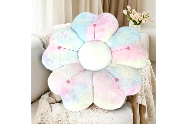 ODIWEN Coussin Fleurs, Coussin d'oreiller Fleur,50cm,Oreiller Floral Mignon en Peluche, Coussins décoratifs en Forme en Peluche, Floral Coussin De Sol Enfant (Coloré)