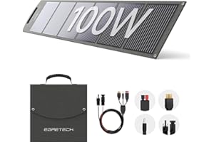 Egretech Panneau Solaire Portable 100W 17.5V avec câble MC-4 à DC5521/XT60/Anderson, Kit de Panneaux Solaires Pliables de 100W avec Supports Ajustables, Étanche IP65 pour Station d'Énergie, Camping