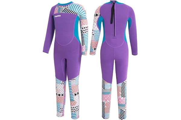 Gogokids Combinaisons Humides pour Filles, Maillot de Bain pour Enfants Une Pièce Combinaisons de Plongée Thermique 2.5mm Néoprène Vêtements Anti-UV