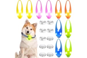 LEIKURVO 10 Stück Hunde Leuchtanhänger LED Blinklicht, Silikon Hundehalsbandanhänger für Hund Katzen, Haustier Leuchthalsband mit 2 Blinkmodis Sicherheitslicht Clip für Schulranzen, Kinder, Jogger