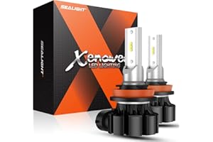 SEALIGHT Ampoules H11 H8 H16 LED pour Feux Antibrouillard ou DRL, 400% Luminosité,6000 LM 6500K Blanc, Plug and Play,Lot de 2 Ampoules de Remplacement Halogène pour Voitures, Camions,SUVs