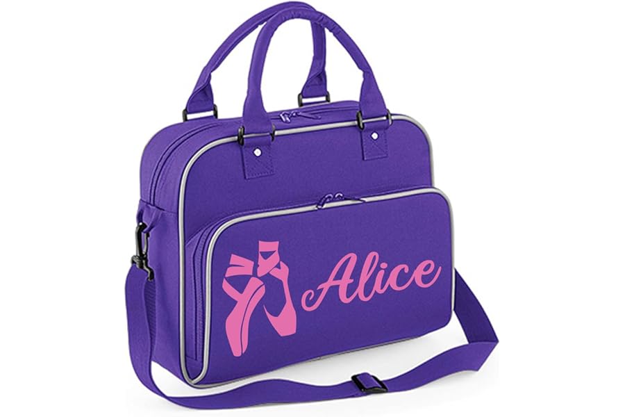 Personalised Dance Bag for Girls 15L With Adjustable Shoulder Strap & Zip Pocket - Ballet Bags With Name - Dancer Gifts - Gym Bag (Purple)