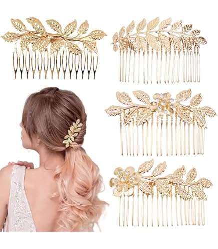 ZEMINRI 8 stuks haaraccessoires, goud, U-vormige haaraccessoires, bruid voor vrouwen en meisjes, elegante gouden haarspelden, handgemaakte bladhaarspelden, bruiloft voor vrouwen, bruiloften en feesten