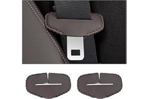Augeny 2PCS Seat Belt Buckle Cover, Anti-Scratch Leather Car Seat Belt Silencer Clip Holster, Auto Seat Belt Buckle Protector, Universal Interior Decor Accessories for Most Vehicles (Brown)