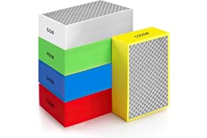 VEGOATY Set di 5 blocchi abrasivi diamantati per lucidatura a mano, blocco abrasivo in vetro, per levigare calcestruzzo, granito, marmo, ceramica 60#, 120#, 240#, 400#, 1000#