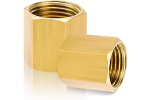 BEATIFIC 2 Stück IG 1/4" Messing Muffe, 1/4 Zoll Innengewinde Verbindungsstück, Messing Doppelmuffe, Sechskant Nippel Kupplung, mit Dichtband, für Rohranschluss