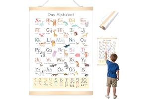 SIBLAIES ABC Poster für Kinder bis Grundschule | Alphabet Zahlen Lernposter zum Buchstaben Lernen | 40x60 cm für Kinderzimmer, Kindergarten, Vorschule