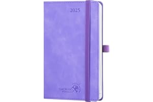 POPRUN Agenda Settimanale 2025 Piccola 16 x 10,5 cm, 1 Pagina a Settimana con 1 Pagina di Appunti, Copertina Morbida in Pelle PU, Carta Spessa da 100 GSM EU, Lilla