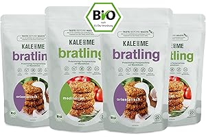 ‎KALE&ME Kale and Me vegane Protein Burger Bratlinge auf Mandelbasis (800 g, Mediterran & Orientalisch),Patties vegan, glutenfrei & sojafrei,Lebensmittel, Fleischersatz & Fertiggerichte, Grillen & Pfanne
